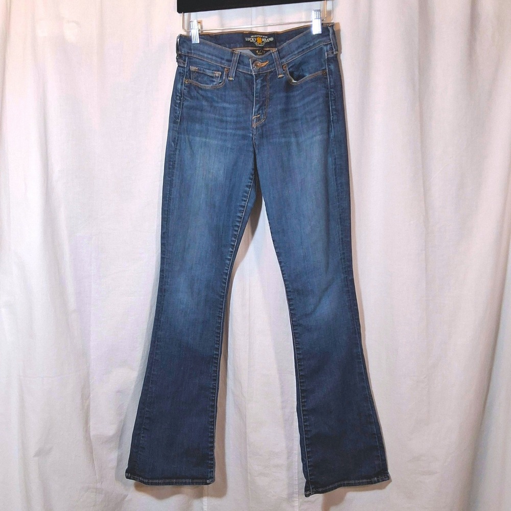 Vtg Lucky Brand Sofia Bootcut Jeans 4/27 Dark Wash Embroidered Pockets Boho Y2K - Picture 4 of 9